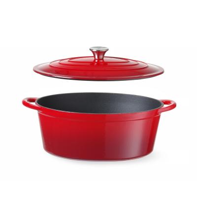 Litinový kastrol smaltovaný, HENDI, 6,88L, Červená, 405x255x(H)134mm | 626825